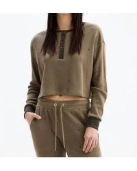 Chrldr - Juliette Stars Oversized Crop Henley Long Sleeve Top - Lyst