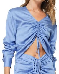 Line & Dot - Natasha Ruched Front Tie Blouse - Lyst