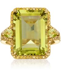 Ross-Simons - Lemon Quartz Ring With Peridots And Diamonds - Lyst