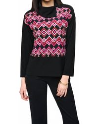 Joseph Ribkoff - Geometric Print Cowl Neck Top - Lyst