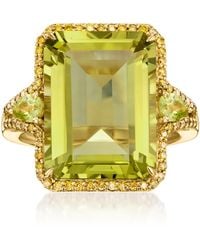 Ross-Simons - Lemon Quartz Ring With Peridots And Diamonds - Lyst