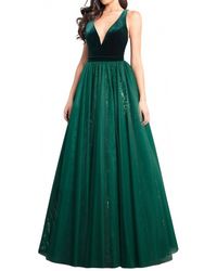 Rachel Allan - Velvet V Neck A-Line Prom Gown - Lyst