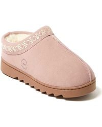 Dearfoams - Doreen Genuine Suede Clog Slipper With Embroidery - Lyst