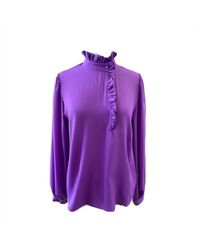 GIORGIA JO - High Neck Button Up Blouse - Lyst