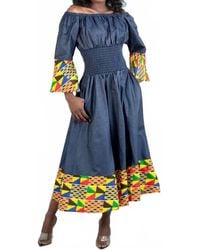 Kara Chic - Off-Shoulder Smocked Waist Dress - Lyst