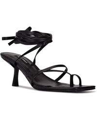 Nine West - Pina 3 Faux Leather Ankle Tie Slide Sandals - Lyst