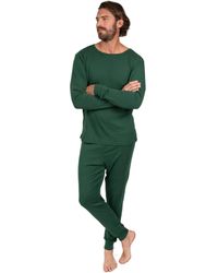 Leveret - Two Piece Cotton Pajamas Boho Solid Color - Lyst