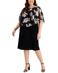 Connected Apparel - Plus Floral Print Midi Fit & Flare Dress - Lyst