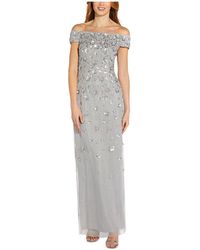 Adrianna Papell - Petites Embellished Off-the-shoulder Evening Dress - Lyst