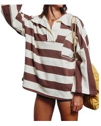 Bucketlist - The Sideline Striped Open Collar Top - Lyst