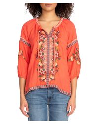 Johnny Was - Juliene Candy Land Peasant 3/4 Sleeves Embroidered Top - Lyst