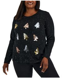 Karen Scott - Plus Sequined Spotted Christmas Sweater - Lyst