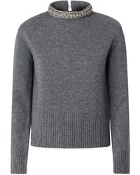 Pinko - Knitted Pullover Sweater With Bead Embellishments - Lyst