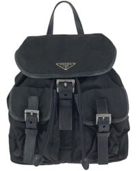 Prada - Nylon Leather Tessuto Logo Backpack - Lyst