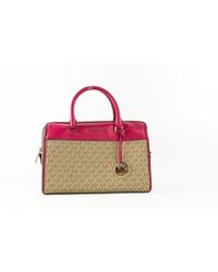 Michael Kors - Travel Medium Carmine Pink Signature Pvc Duffle Crossbody Bag Purse - Lyst