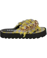 Versace - Tweed Chain Platform Sandals - Lyst