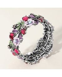 Fashnzfab - Glass Crystal Metal Flower Leaf Evening Bracelet Antique - Lyst