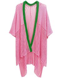 TRUEDAMES - Chest Blocked Crochet Ruana Poncho - Lyst