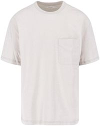 Lemaire - Cream Cotton-Linen Contrast Stitching T-Shirt - Lyst