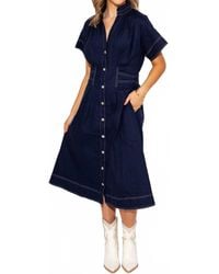 Thml - Cinched Waist Button-Down Midi Dress - Lyst