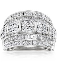 Ross-Simons - Round And Baguette Diamond Multi-Row Ring - Lyst