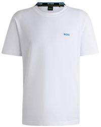 BOSS - Cotton-Piqu T-Shirt With Oxford-Jacquard Back Collar - Lyst