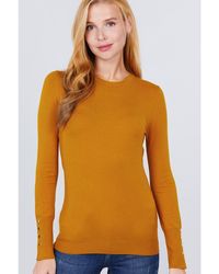 Fashnzfab - Crew Neck Sweater W/Rivet Button - Lyst