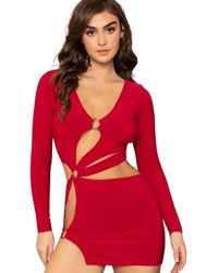 TRUEDAMES - Metal Ring With Cutout Detailed Mini Dress - Lyst