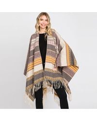 TRUEDAMES - Aztec Patterned Fringe Ruana Poncho - Lyst