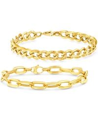 Ross-Simons - Italian 14kt Yellow Gold Jewelry Set: Set Of Curb-link And Paper Clip Link Bracelets - Lyst