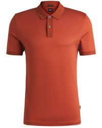 BOSS - Mercerized-Cotton Polo Shirt With Micro Pattern - Lyst