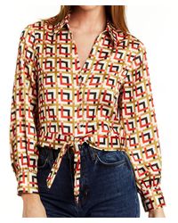Drew - Lottie Printed Tie Front Blouse - Lyst