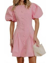 TCEC - Elsie Puff Sleeve Button Down Mini Dress - Lyst