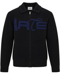 Arte' - Logo Zip-Up Knit Sweater - Lyst