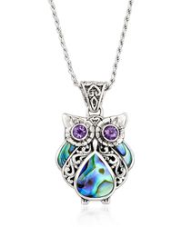 Hiddleston Womens Abalone Shell 925 Sterling Silver Black leather Cord Pendant Necklace 18+2 inch 