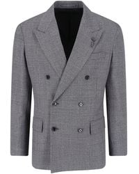 Lardini - Double-Breasted Check Blazer - Lyst