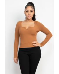 TRUEDAMES - Solid V-Collared Neck Top - Lyst