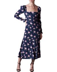 SAU LEE - Marianne Floral Puff Sleeve Midi Dress - Lyst