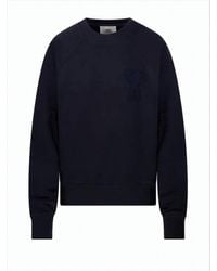 Ami Paris - Relaxed-Fit Long-Sleeve Cotton Sweatshirt With Embroidered Logo - Lyst