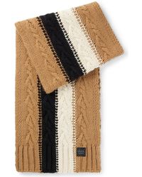 BOSS - Equestrian Cable-Knit Scarf With Signature Stripe - Lyst
