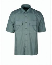 C.P. Company - Short-Sleeve Button-Up Shirt With Classic Collar And Flap Pockets - Lyst