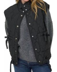 Blu Pepper - Tie Detail Snap Button Down Quilted Puffer Vest - Lyst