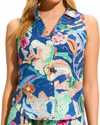 Fdj - Eyelet Sleeveless Collared Shirt - Lyst