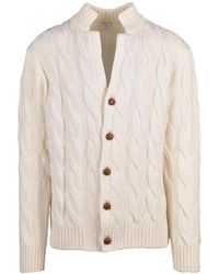 Eleventy - Cable-Knit Button-Front Cashmere Cardigan - Lyst