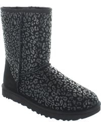 UGG - Classic Short Suede Snow Leopard Winter Boots - Lyst