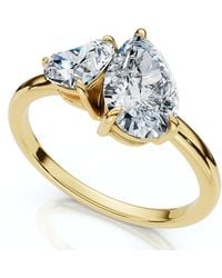 Pompeii3 - 1 1/2Ct Heart & Pear Two Stone Toi Et Moi Diamond Ring 14K Or Pt Lab Grown - Lyst
