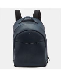 Montblanc - Montblanc Navy Leather 3 Compartments Sactorial Backpack - Lyst