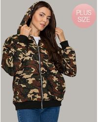 TRUEDAMES - Plus Size Rhinestone Studded Camouflage Pattern Hooded Jacket - Lyst