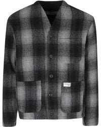 Fay - Dual Gear Reversible Checkered Wool Cardigan - Lyst