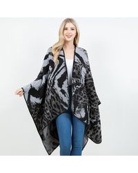 TRUEDAMES - Open Front Abstract Animal Pattern Print Shawl Wrap Poncho With Loop - Lyst